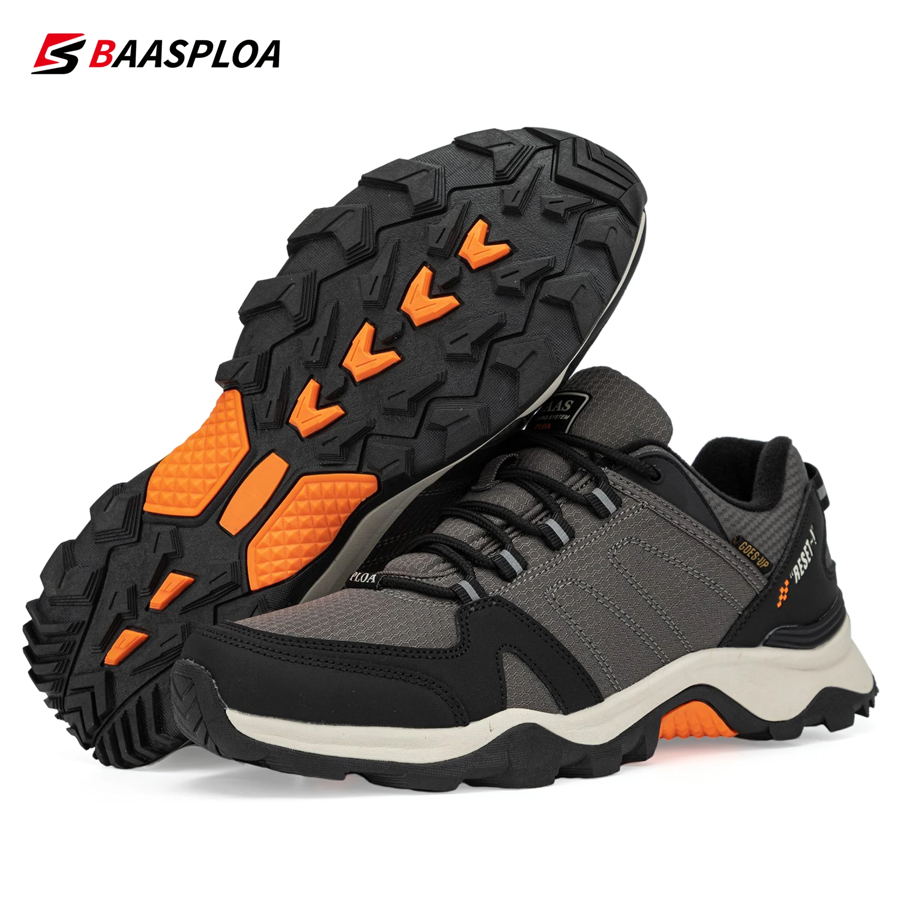 Baasploa-Zapatillas de senderismo antideslizantes para hombre, zapatos de exterior resistentes al desgaste, de cuero, impermeables, talla grande 41-50, 2022