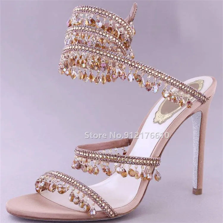 2023 Summer Fashion Luxury Crystal Women Sandals Square Toe Rhinestone Bling Bling Summer Party Dress Wedding Shoes for Ladies