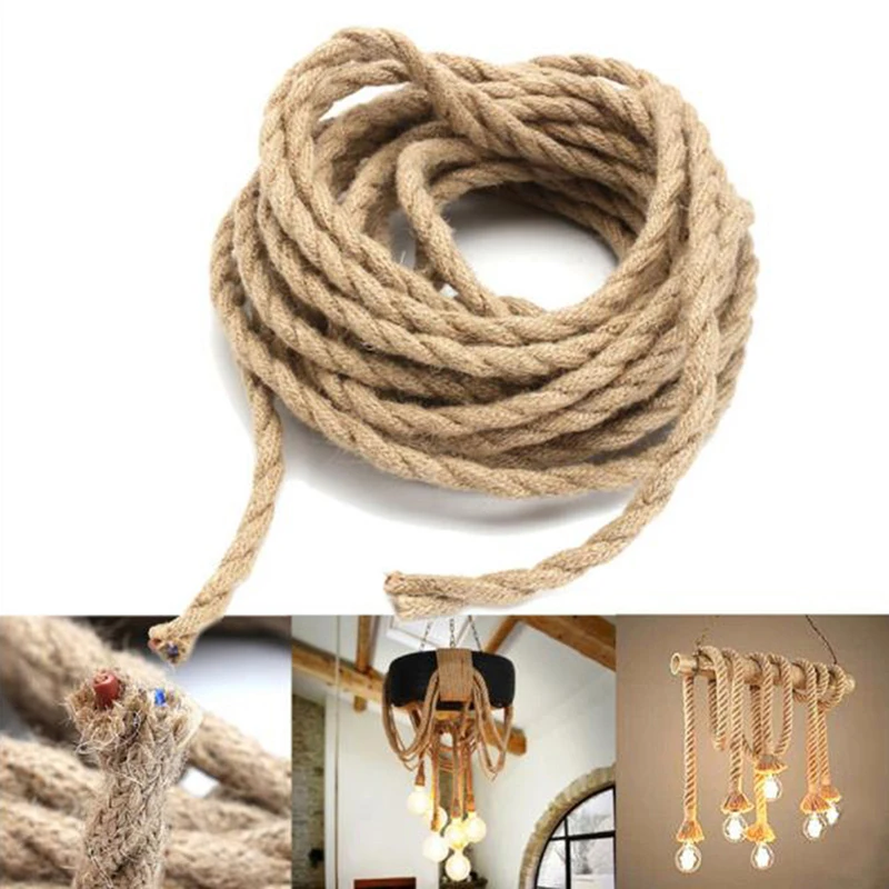 

2 Core 3 Core Twisted Cable Hemp Rope Electrical Wire Retro Style Copper Vintage Lamp Cord Woven Textile Wire Pendant Light Cord