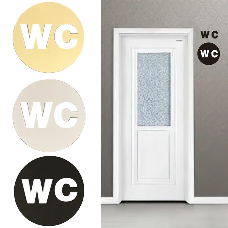 

WC Toilet Sign 3D Mirror Wall Sticker Toilet Door Sign Bathroom Sticker Modern Design Acrylic Mirror Sticker Home Decoration