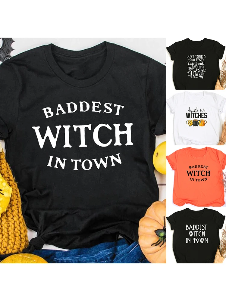 

I Just Took DNA Test Baddest Witch Halloween Women T Shirts Goth Aesthetic Graphic Tees Female Streetwear T-shirt Ropa De Mujer