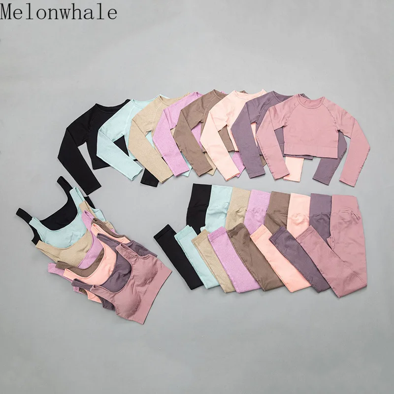 

Melonwhale 13 Colors Brocade Dry Lulu Leggings Yoga Sports Running Seamless Bra Set Gym Pants Women Vetement Jogging Femme