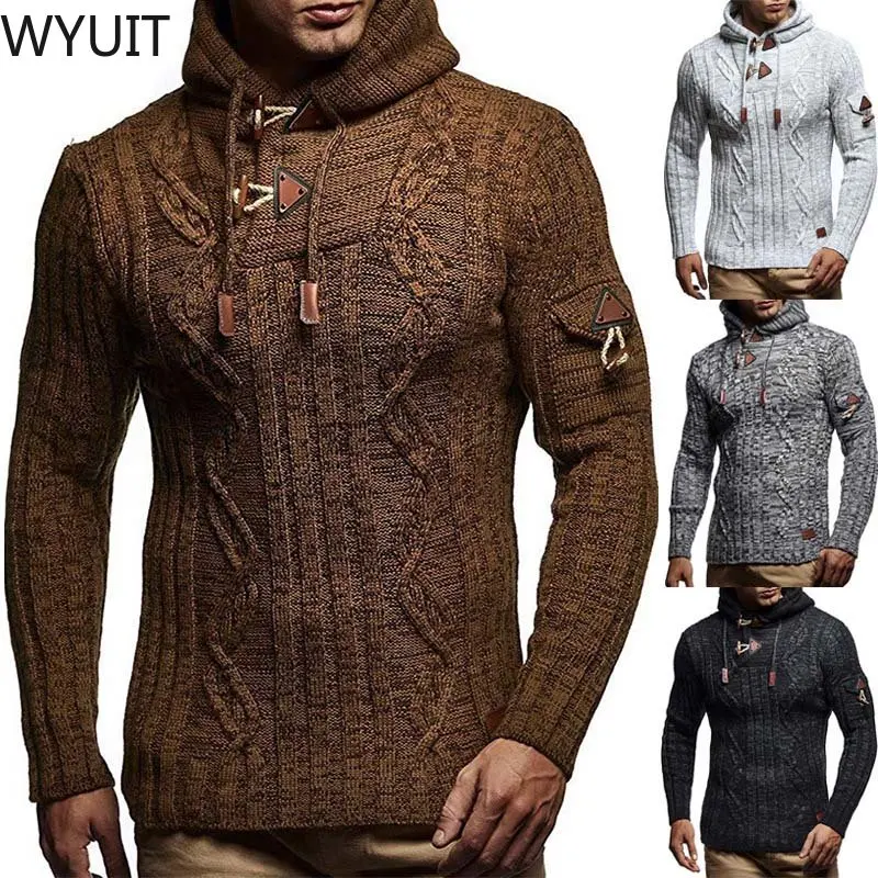 

Mens Jumpers Sweaters Autumn Winter New Casual Long Sleeve Hooded Sweater Men Warm Slim Fit Knitted Sweater Pullover Men S-XXXL