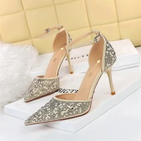 womens wedding bridal shoes 2022 new crystal elegant pointed toe medium heel sexy womens party shoes pumps women shoes