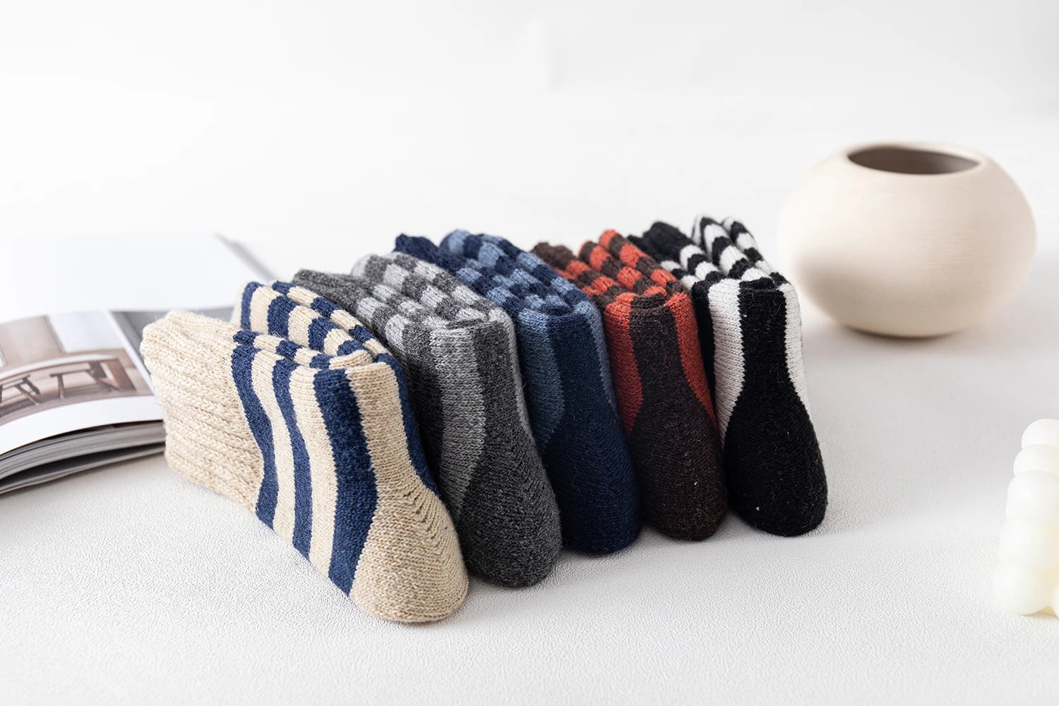 Fashion High Quality Winter Wool Super Thick Socks Man Winter Warm Thermal Thick Socks Men Casual Striped Wool Hosiery 5 Pairs