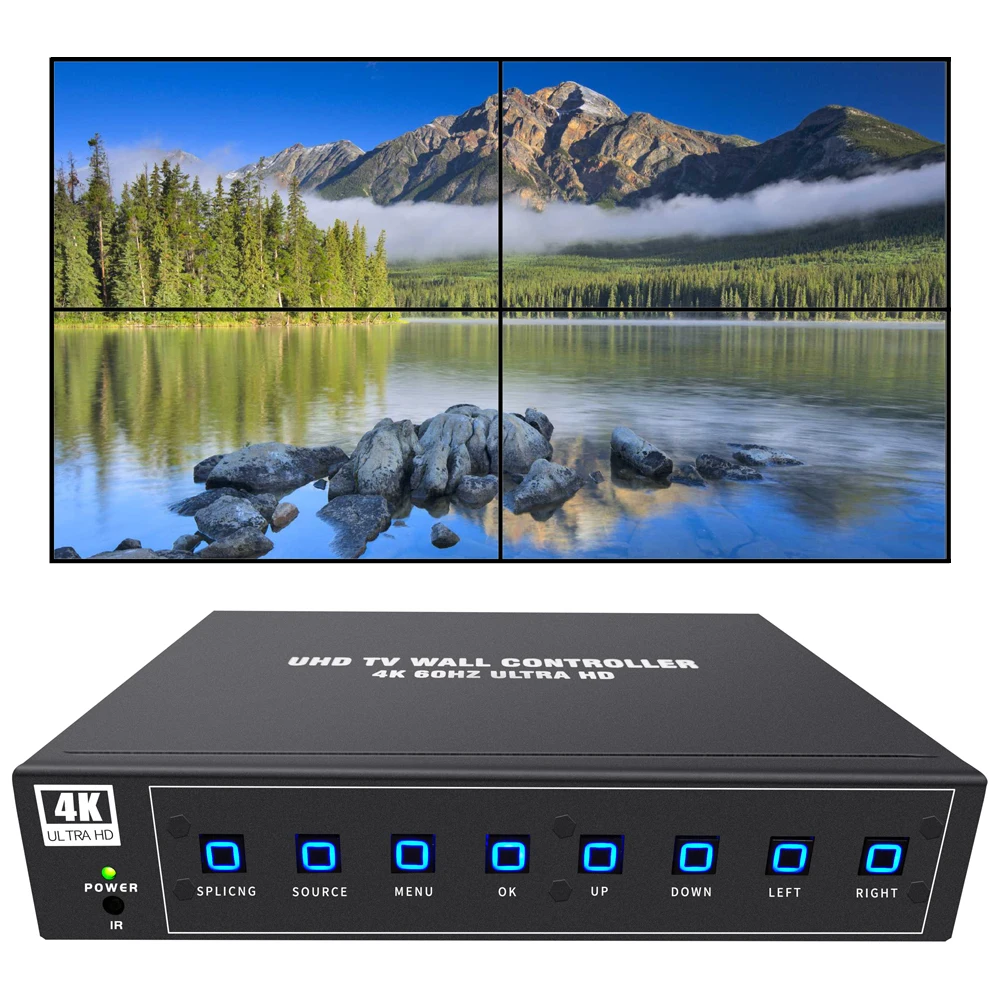 

4K Video Wall Controller UHD TV Wall Controller 2x2 1x2 2x1 1x3 3x1 1x4 4x1 support rotate 90 180 270 degree for 4 TVs Splicing