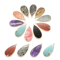 natural stone charms amethyst drop gem necklace pendants for making earrings jewelry pink crystal quartz charms accessories