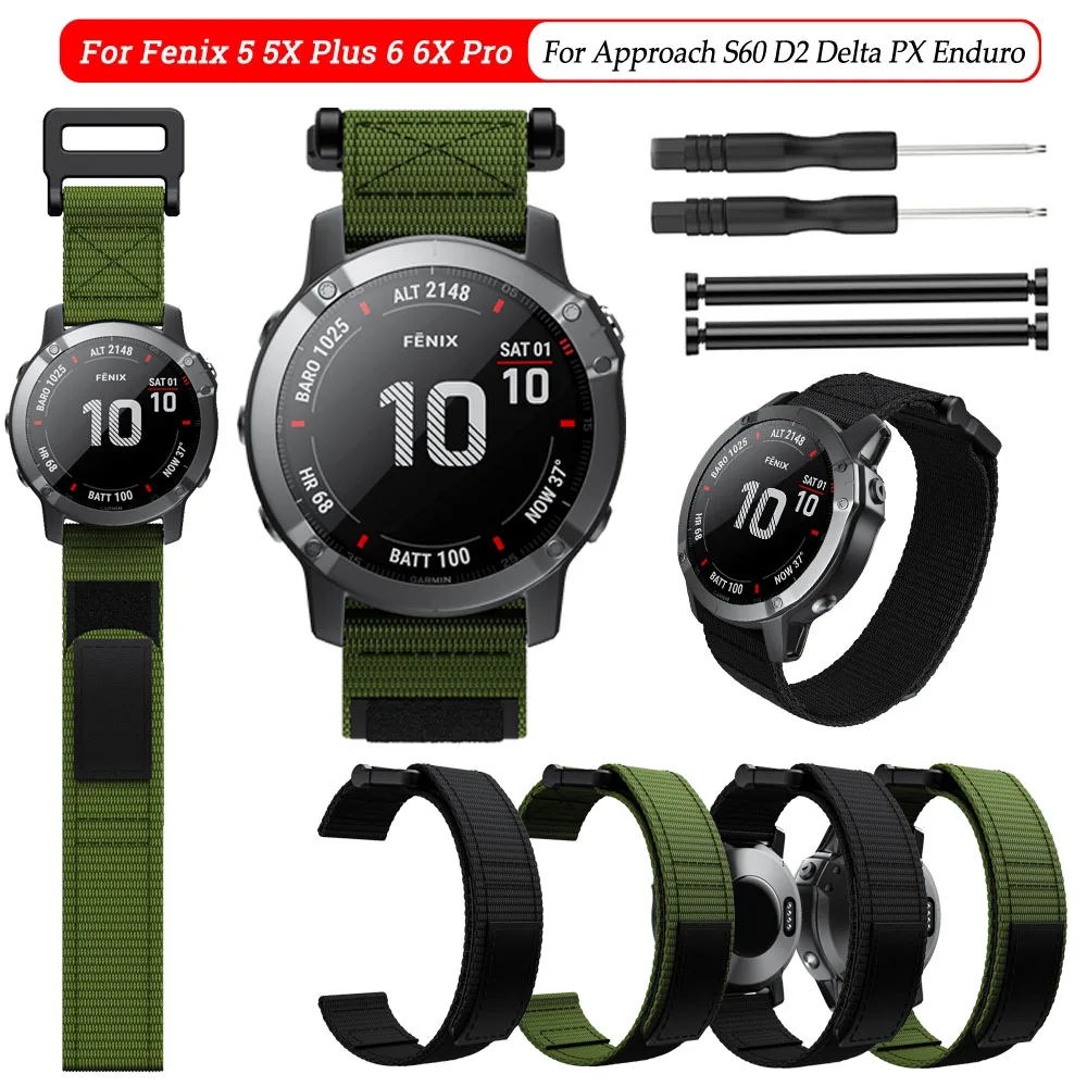 

Ремешок нейлоновый для наручных часов Garmin Fenix 7X 6X Pro 7 7S 6 6S 5X 55S Plus/Epix Gen 2/Пособие G1, 26 20 22 мм, аксессуары для смарт-браслетов