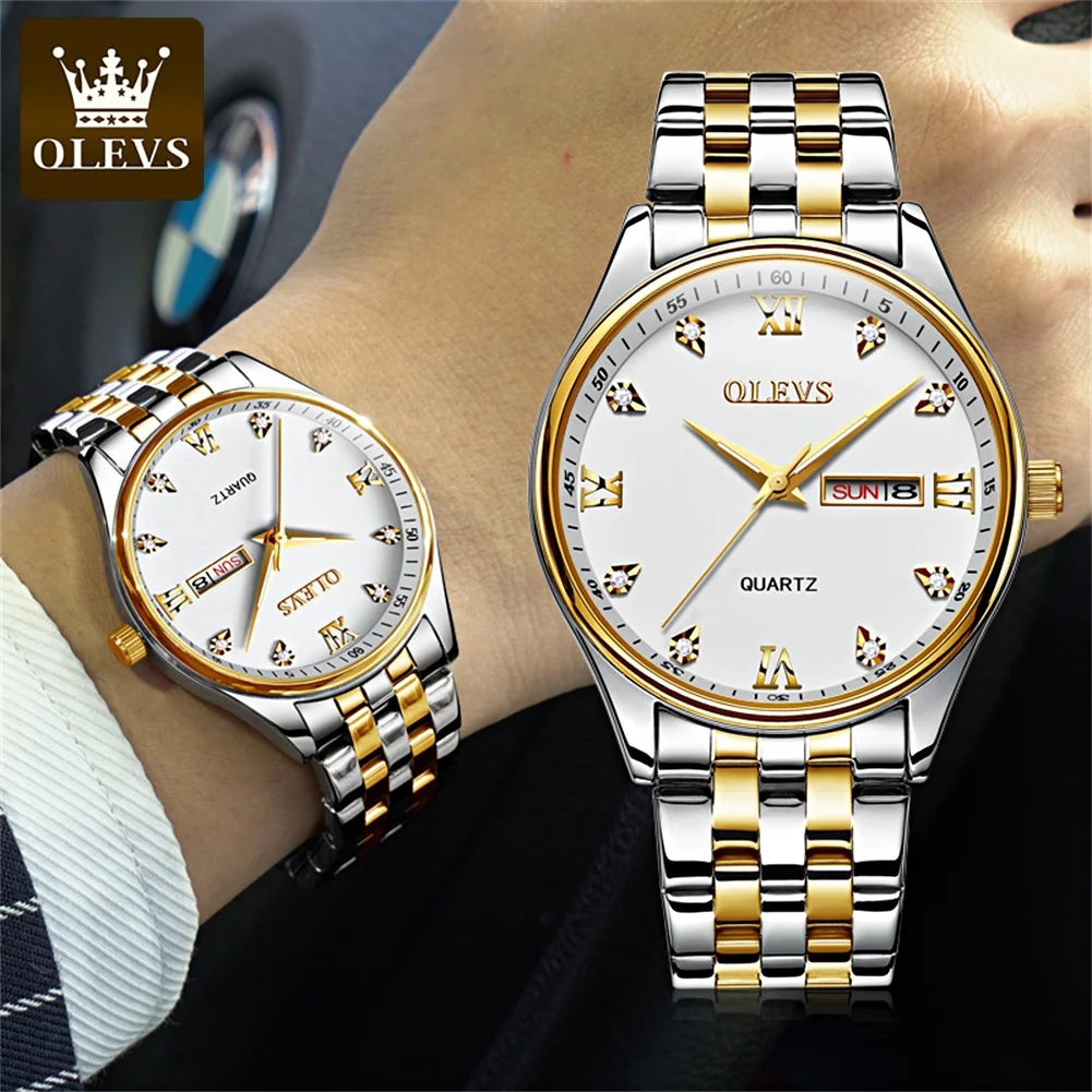 

OLEVS Top Brand Luxury New Mens Watches Luminous Waterproof Stainless Steel Watch Quartz Men Date Calendar Business Wristwatch