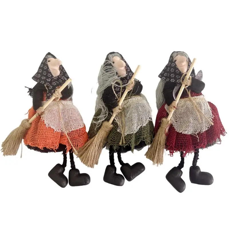 Ведьма Хэллоуин Дерево Орнамент Настенный Декор Подвеска Фартук с метлой