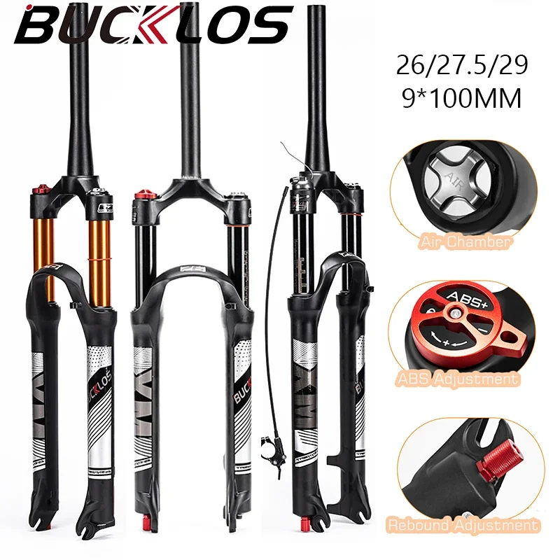 Велосипедная вилка BUCKLOS 26/27 5/29 дюймов пневматическая подвеска MTB 9*100 мм