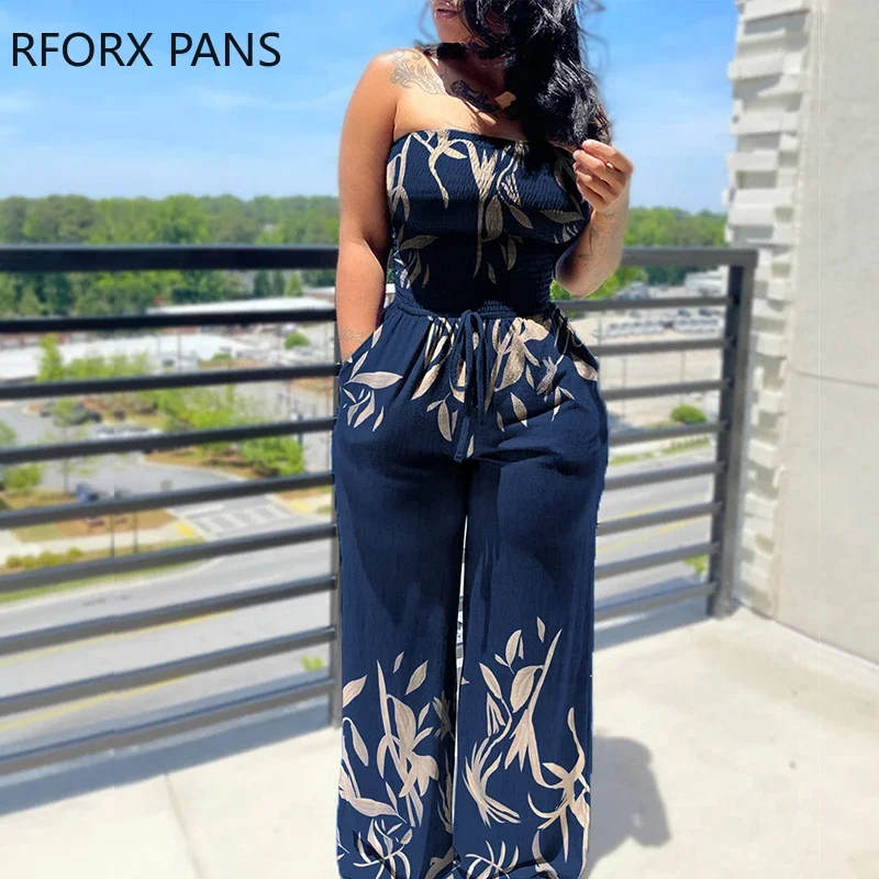 Женский шикарный повседневный комбинезон со шнуровкой и рюшами