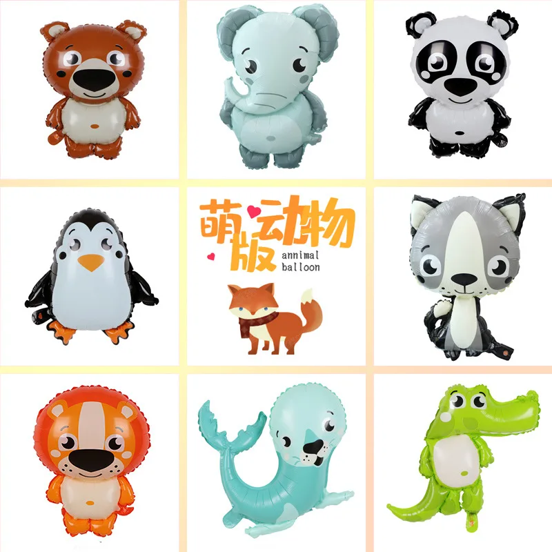 

Cute Sea Lion Fox Penguin Panda Cartoon Animal Aluminum Balloons Birthday Party Decoration Kids Baby Shower Gift Toy Air Globos