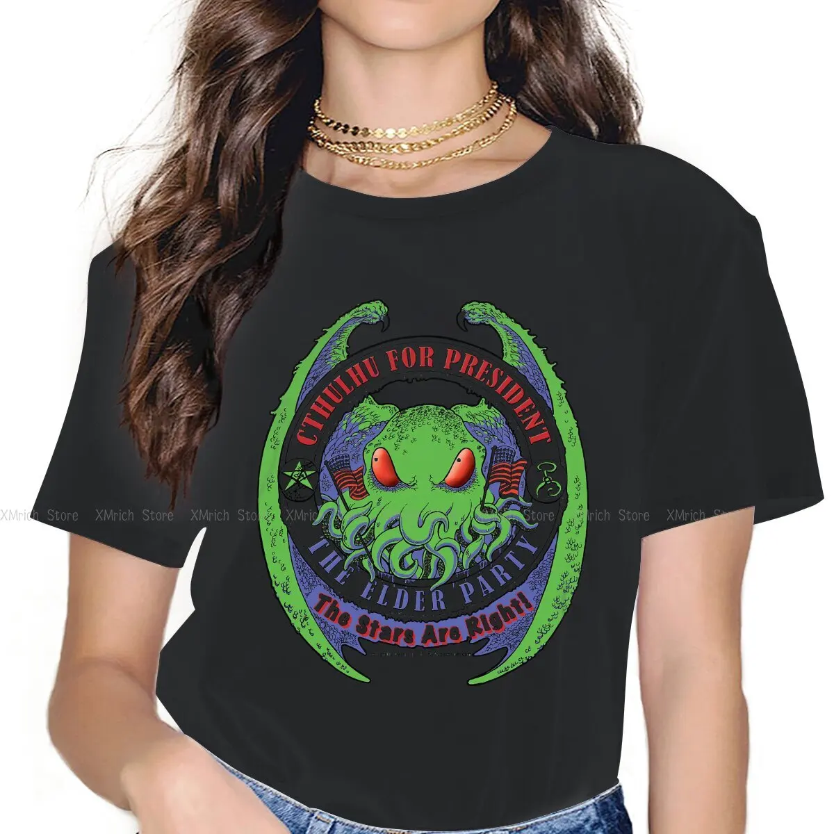 

THE STARS ARE RIGHT Women Clothing Cthulhu Mythos HP Lovecraft Horror Great Old Ones Graphic Female Tshirts Graphic Loose Tops