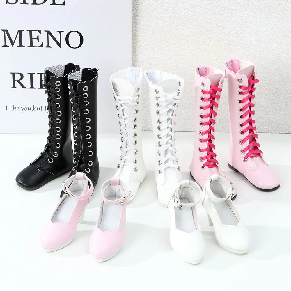 

New 5 Styles 7.8CM Doll Wearing PU Leather 60cm Doll Boots Play House Accessories Fabric Shoes Differents Color