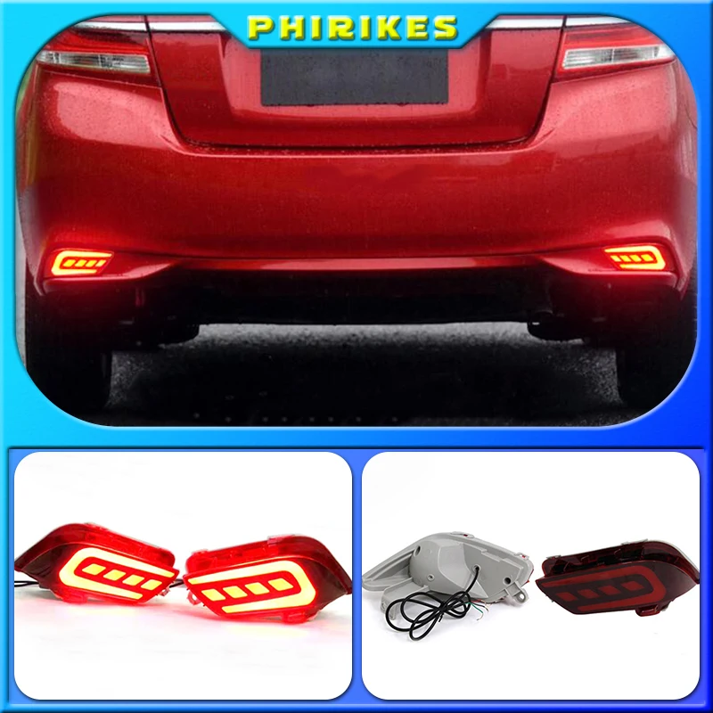 

2PCS For Toyota Vios 2016 2017 2018 Bumper Light Brake Light Turn Signal Light Warning Light LED Rear Bumper Reflector Fog Lamp