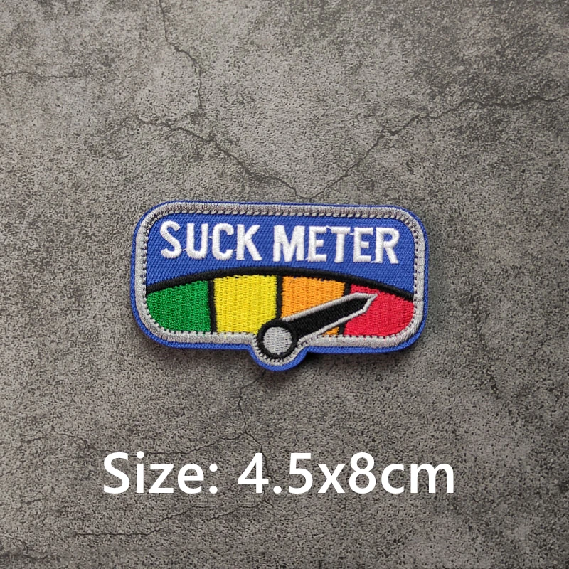 FUN/SUCK METER Embroidery Patches Red Orange Yellow Green Directional Arrow Badges For Clothing Backpack Garment Accessory |