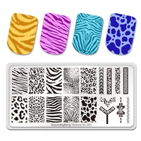 beautybigbang 2022 new nail stamping plates nail art templates leopard animals snake zebra tiger texture xl 001