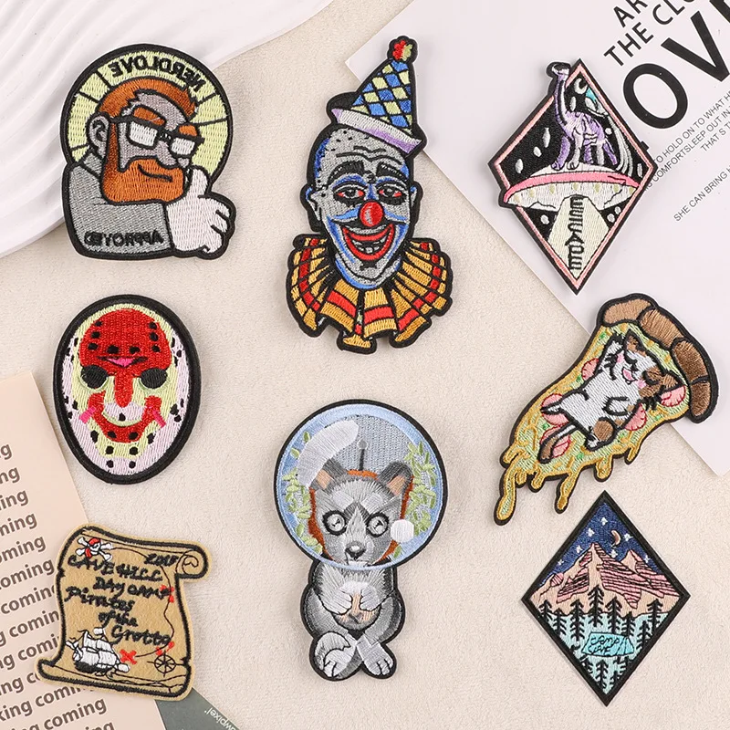 Мужской абстрактный клоун мультфильм Популярные DIY вышитые аксессуары значки таблички для одежды шитье утюгом на сумке
