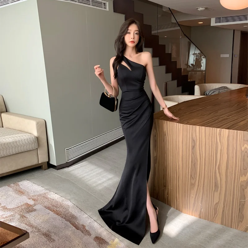 Вечернее платье для женщин 2022 новое легкое роскошное нишевое с наклонными