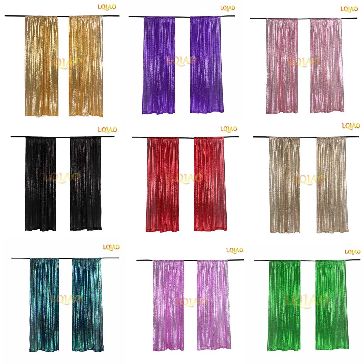 

LQIAO блесток фон Шторы Панель 2x8FT-Gold, блестки, фон для фотосъемки с изображением Шторы для вечерние/украшение домашних штор Шторы украшения ко...