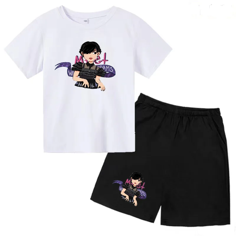 2023 Summer Children's T-shirt Wednesday Adams Charming Icon Print Clothing Cotton Boy Girl Crewneck Movie Brand Fashion Shirt