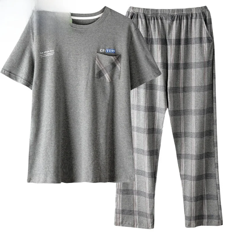 Молодежные пижамы Finteng Keɺn мужские летние из чистого хлопка с короткими