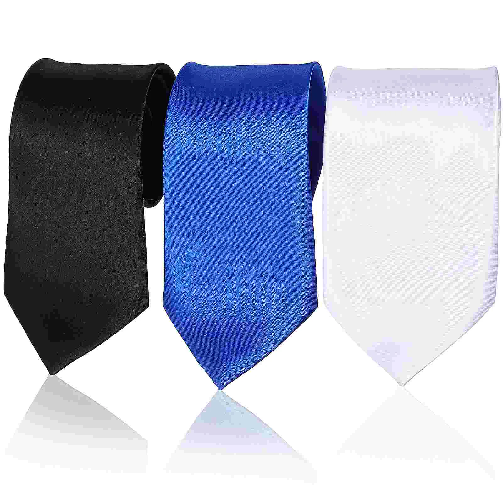 

3 Pcs Satin Ties for Men Solid Color Smooth Touch Formal Neckties Suit Accessories Ties for Wedding Banquet Parties