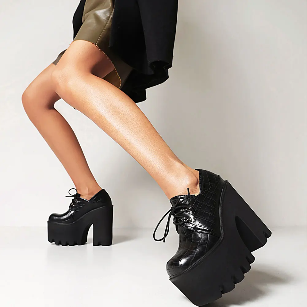 

Женские ботильоны на очень высоком каблуке, Черные ботильоны на массивной платформе, туфли-лодочки, привлекательная обувь на высоком каблу...