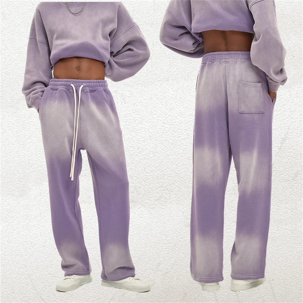 Спортивные брюки унисекс с градиентным рисунком флисовые теплые джоггеры тремя