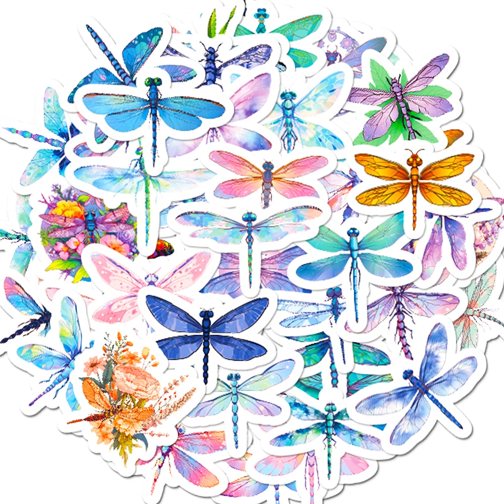 

10/50Pcs Cartoon Colourful Dragonfly Insect Graffiti Stickers Car Laptop Scrapbooking Phone Helmet DIY Comics Sticker Party Gift