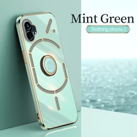 luxury plating square ring holder silicone phone case on for nothing phone 1 nothing phone one phone case stand back cover
