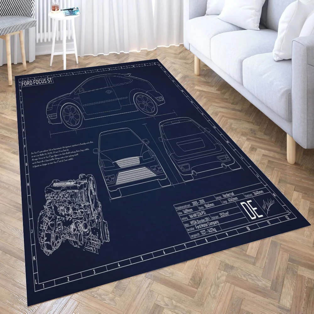 

Ford Focus ST Carpet Living Room Large Area Rugs Bedroom Carpet Modern Home Living Room Decoration Floor Lounge Rug