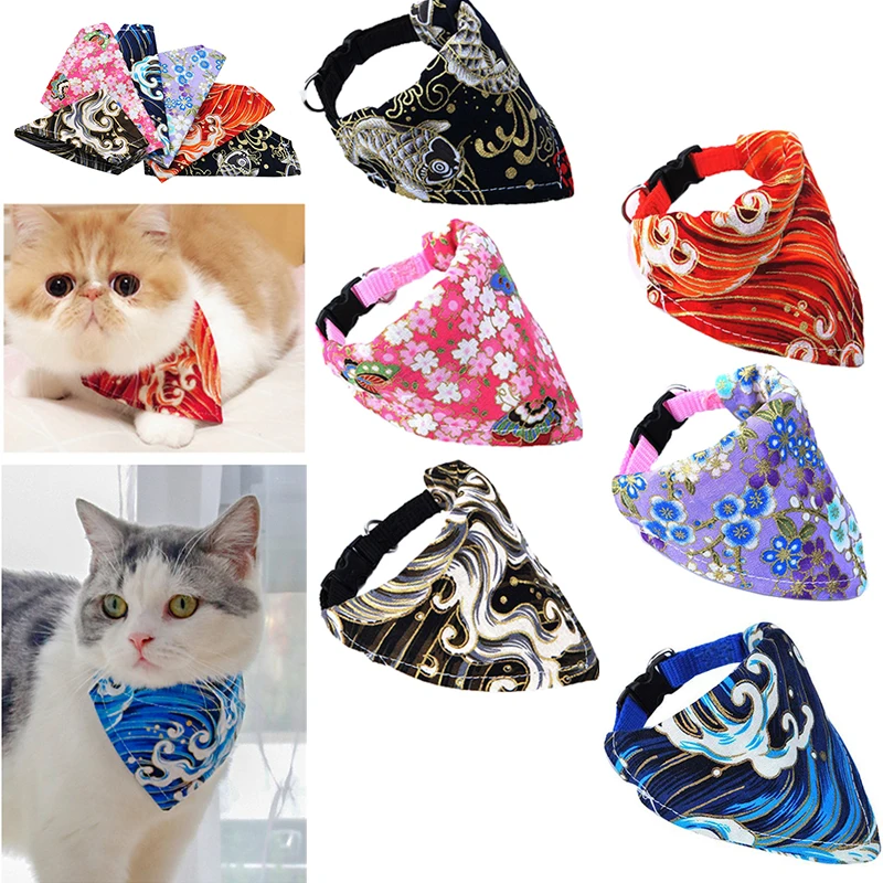 

Washable Printing Triangle Bandage Dog Scarf Collar Cute Cat Puppy Bib Neckerchief Adjustable Pet Grooming Decor Saliva Towel