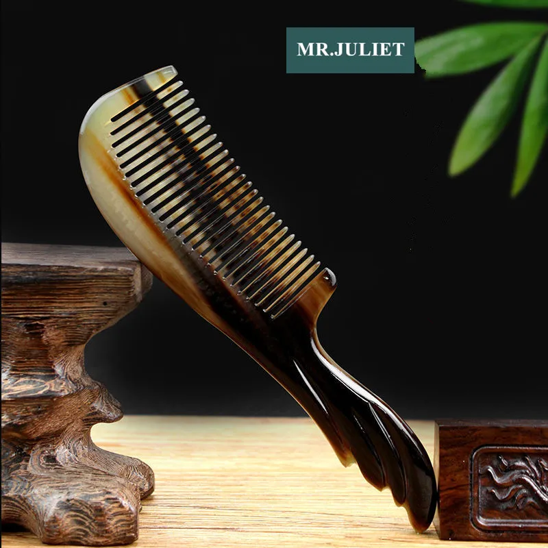 

Horn Comb Pure Natural Yak Horn Anti-static Anti-hair Loss Physiotherapy Health Multi-functional Massage Comb