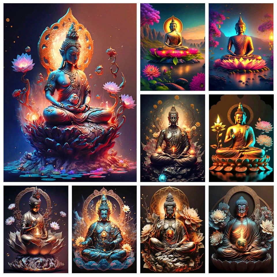 MomoArt полноразмерная алмазная живопись Будда, бусины, вышивка 5D алмазная, мозаичная, религиозная, Набор для вышивки крестиком WE848