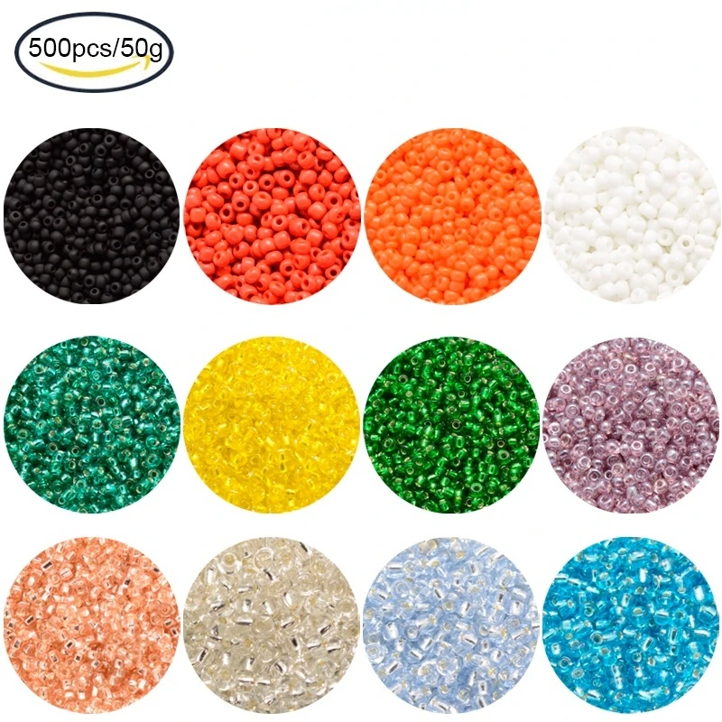 

500-555PCS 3.6-4.0mm Round Frosted Glass Seed Beads Opaque Colours Hole: 1.2mm For Jewelry Bracelet Earrings Making