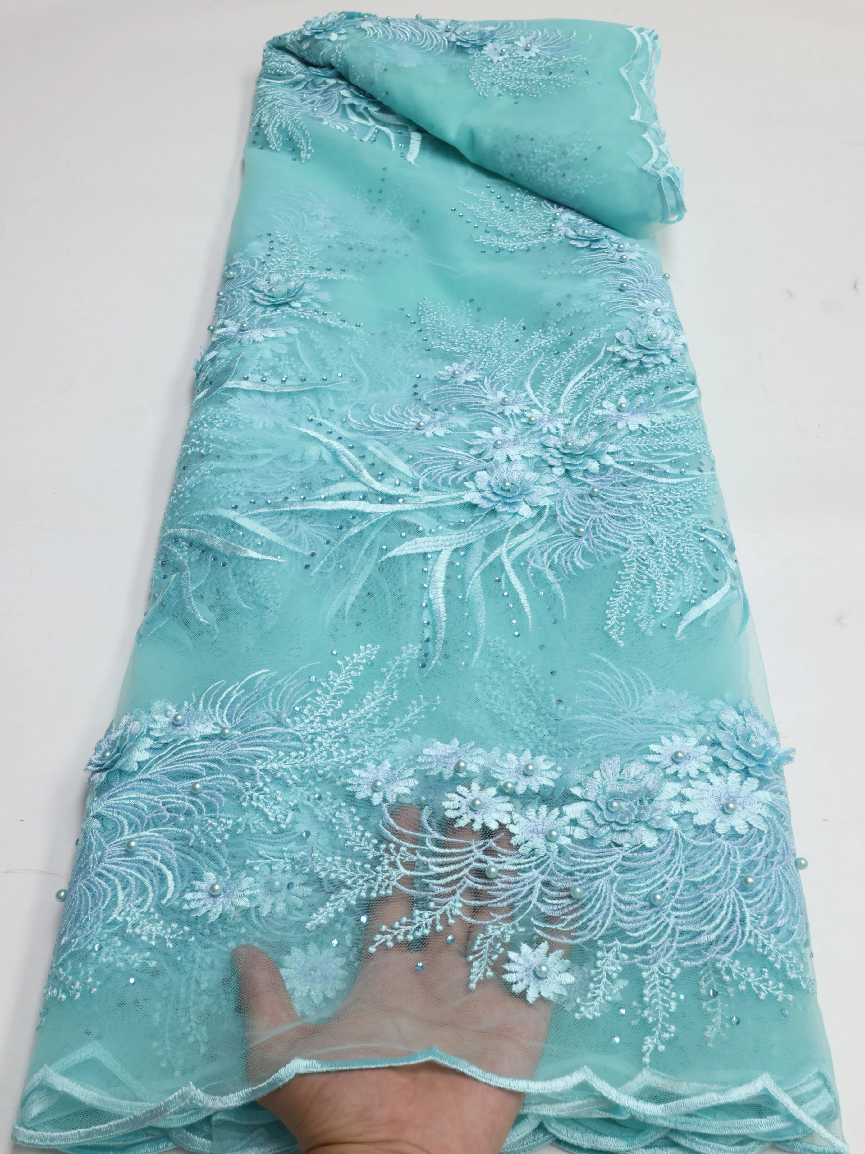 Роскошное Вечернее Платье Миди С Французским Тюлем И Кружевной Вышивкой Новый