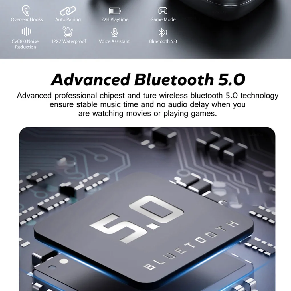 

Bluetooth-наушники с сенсорным управлением, водонепроницаемые, с микрофоном