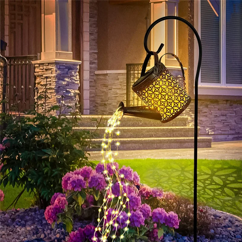 

Solar Watering Can Light Hanging Waterfall Lamp Waterproof Shower Led Light Lantern for Garden Lighting Courtyard Decorations