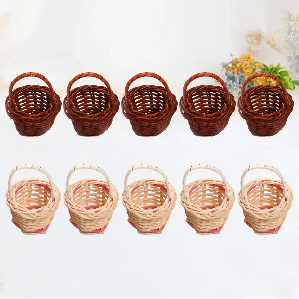 

Basket Mini Baskets Flower Woven Miniature Rattan Wicker Tiny Picnic Decor Willow Toy Easter Storage Handle Fruit Ornament