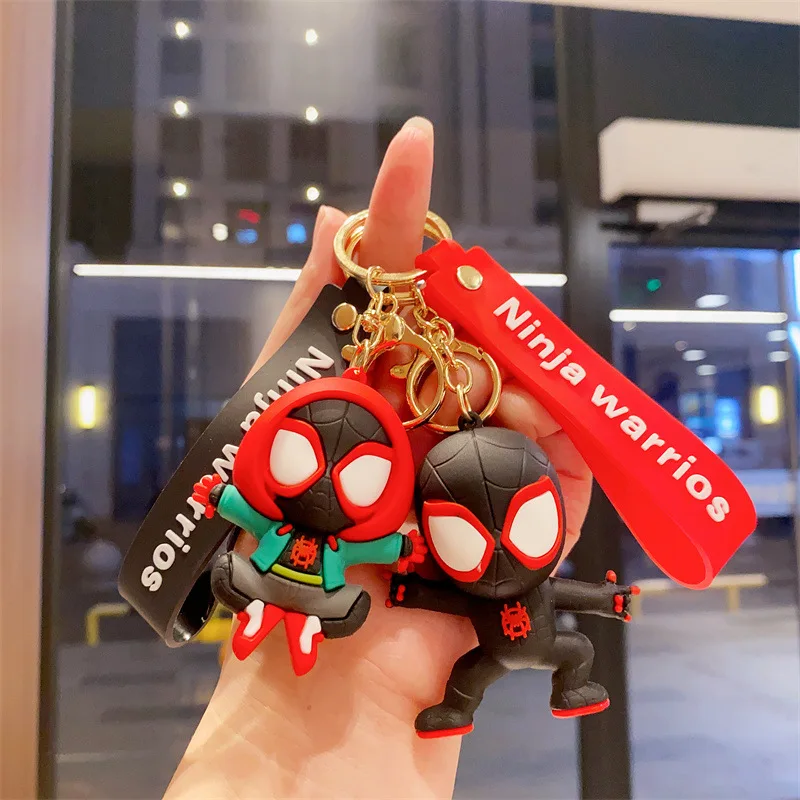 

Spider-man Across The Spider Verse Keychain Pendant Miles Morales Peter Gwen Key Chain Action Figures Marvel Spiderman Model Toy