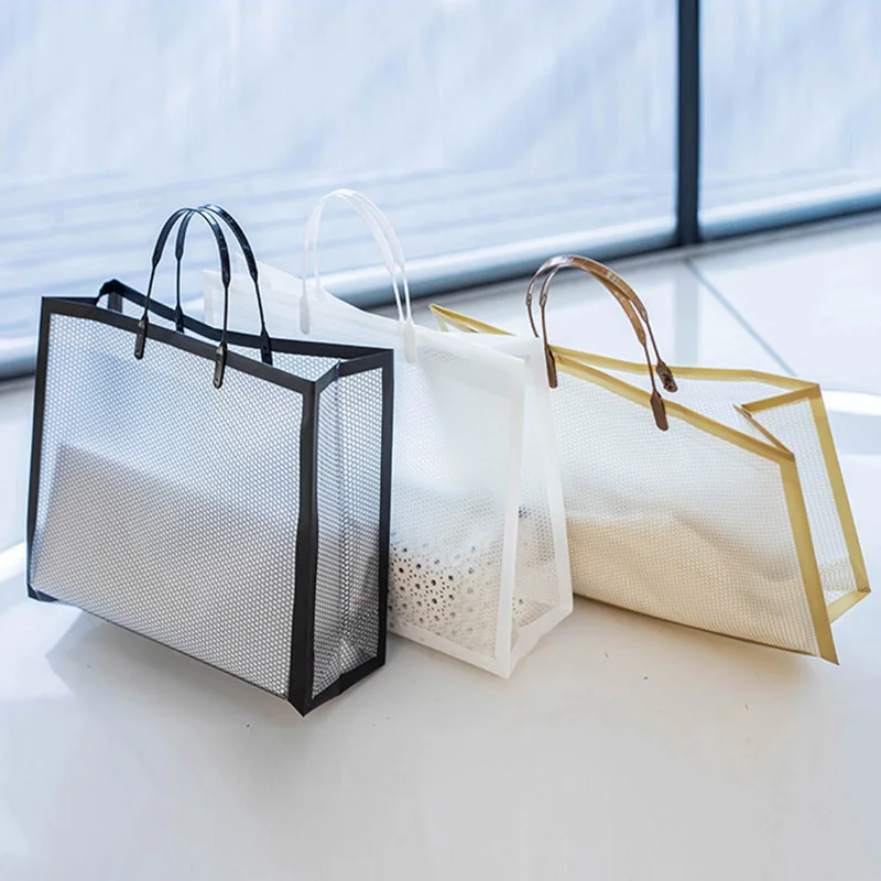 

PVC Waterproof Eco Bag Shopping Pouch Thickened Reusable Women Handbag Storage Bag Clothing Bag Gift Pouch Can Be Buckled