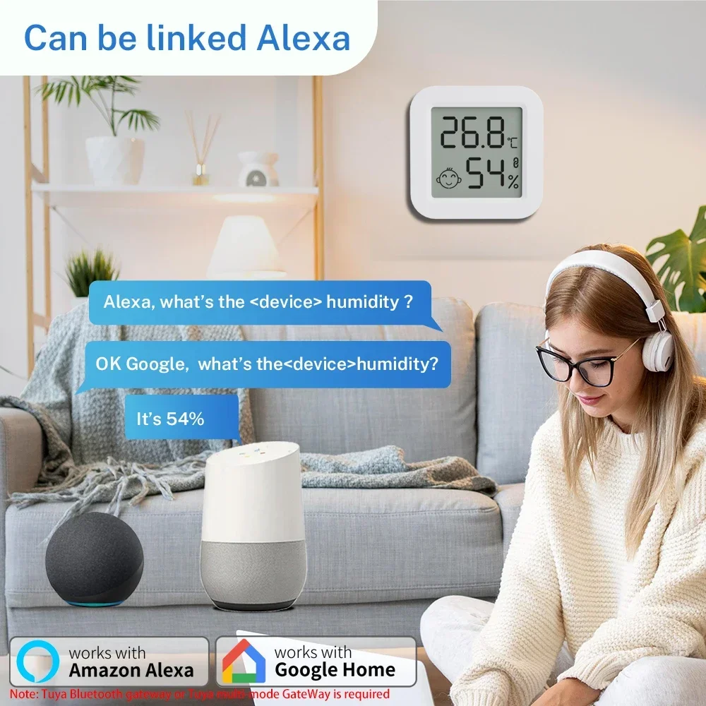 Фото Умный датчик температуры Tuya, мини-ЖК-экран, Bluetooth-совместимое приложение, удаленный мониторинг, домашняя автоматизация, поддержка Alexa №5