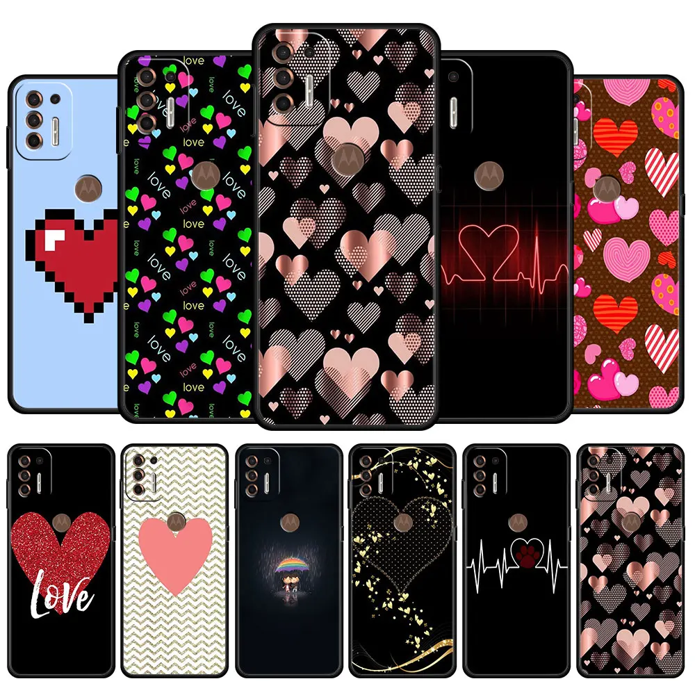 

Case Coque for Motorola Moto Edge 20 30 Pro One Fusion G Stylus G30 G9 Plus Play Animal Cute Love Heart Celular Style Silicone
