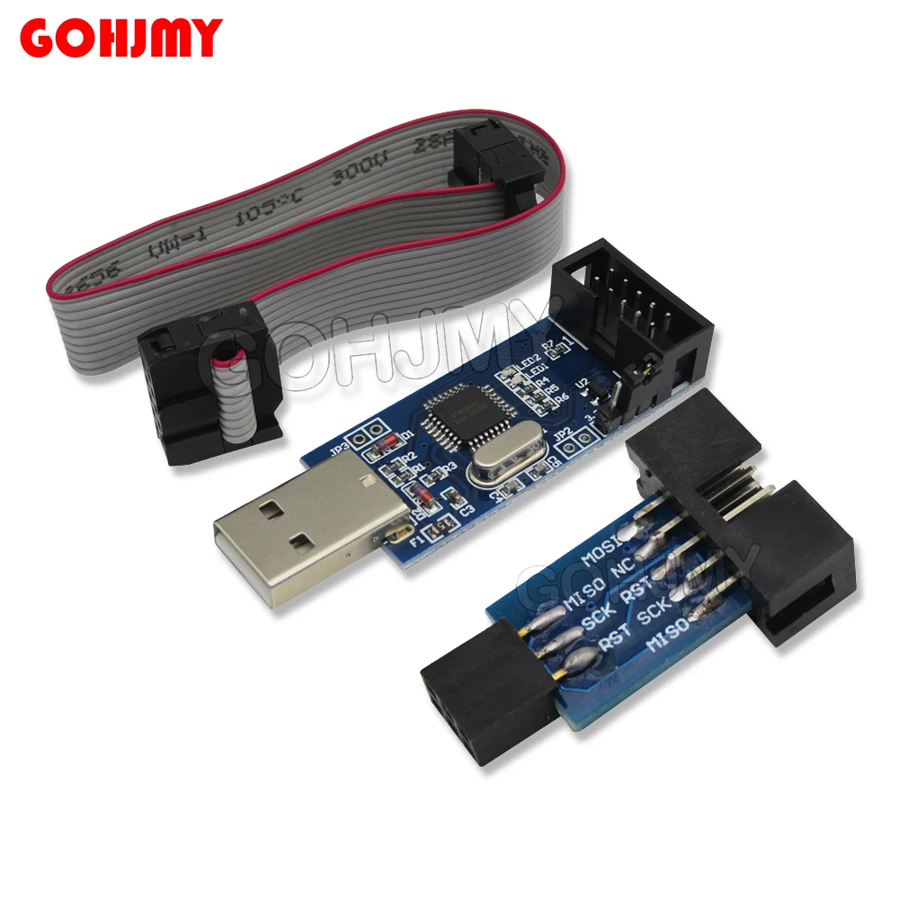 10-контактная 6-контактная плата адаптера + USBASP USBISP AVR программатор USB ATMEGA8 ATMEGA128 ATtiny/CAN/PWM 10-контактный проводной модуль «сделай сам» GOHJMY