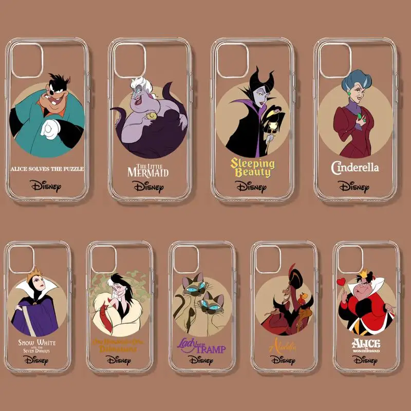 

Disney Villains Phone Case For iPhone 11 12 Mini 13 14 Pro XS Max X 8 7 6s Plus 5 SE XR Transparent Shell