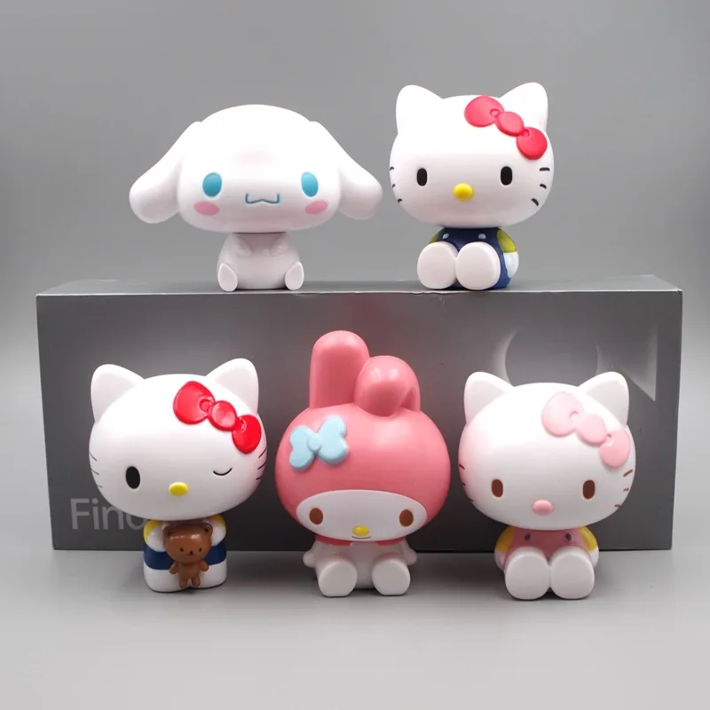

5 шт. Sanrio серия мультфильм кукла модель игрушка хелло китти мелоди коричный аниме фигурки пвх кукла модель автомобиль украшения подарки