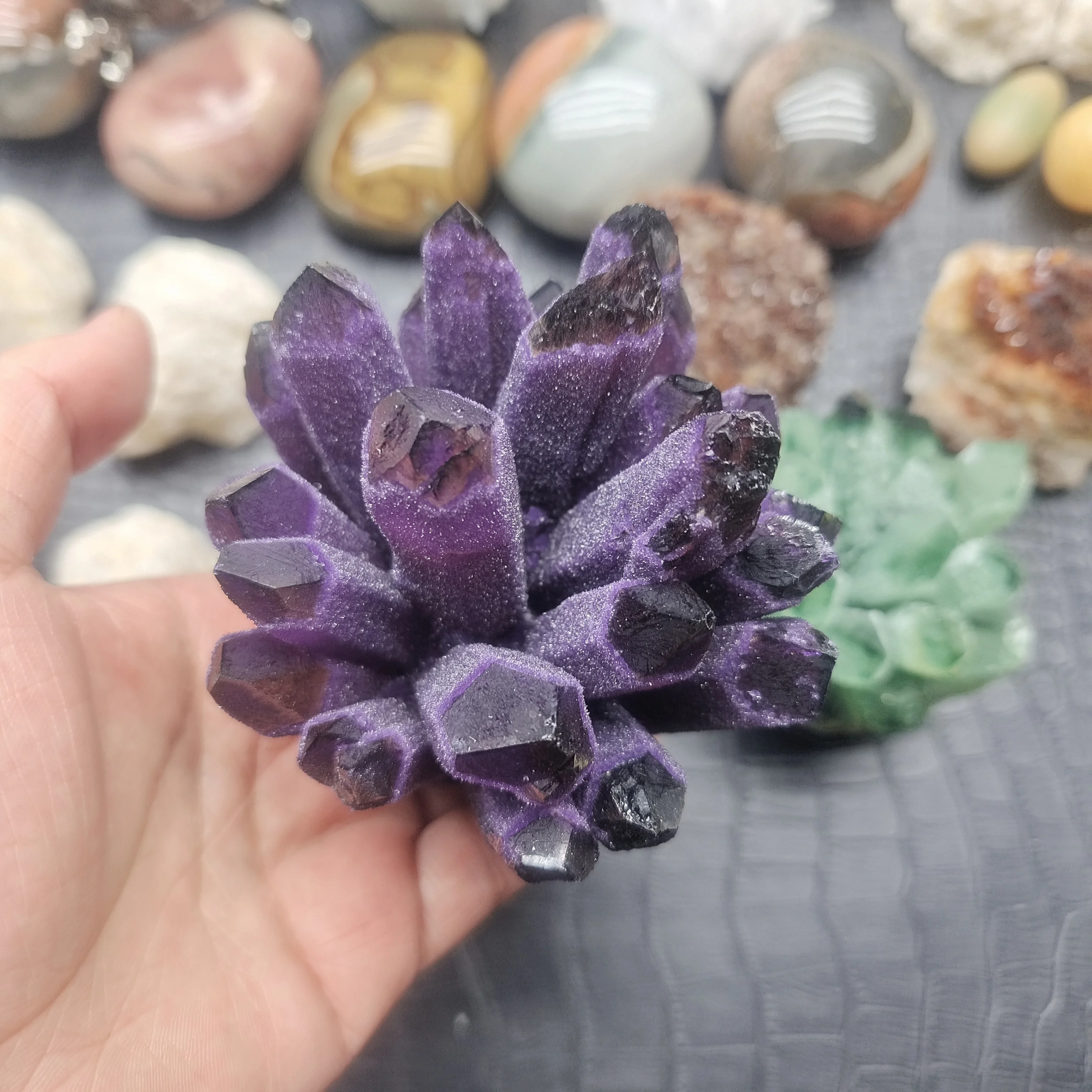 

800 Natural violet Ghost Phantom Quartz Crystal Cluster Healing Specimen 1pc