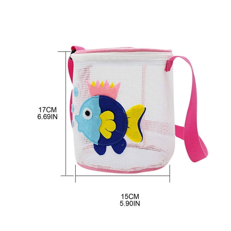 Q6PD Baby Bath Toy 3D Storage Organiser with Adjustable Carrying Straps for Hanging Summer Vacation Shell Bags High Grade Kit